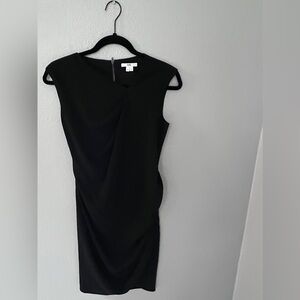 Helmut Lang Elegant Black Draped Midi Dress